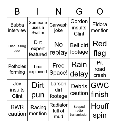 Bristol Bingo Card