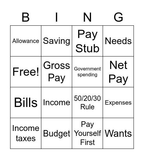 NGPF-Budgeting Bingo Card