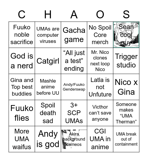 Undead Unluck Chaos Card Bingo Card