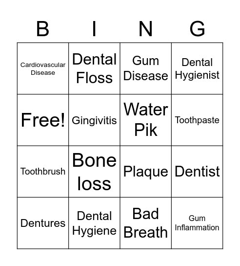ORAL HEALTH Bingo Card