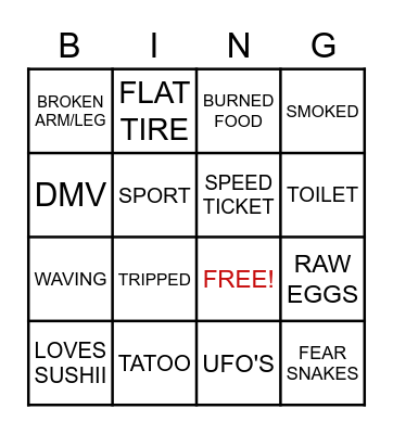 CRG Bingo Card