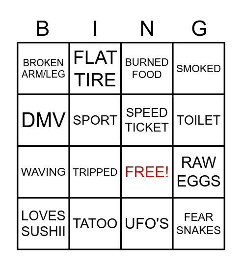 CRG Bingo Card