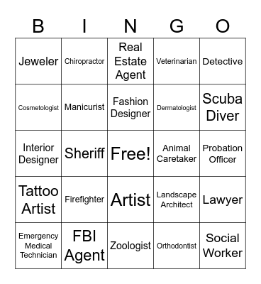 Careers Bingo Card