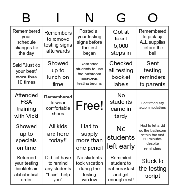 FSA BINGO! Bingo Card