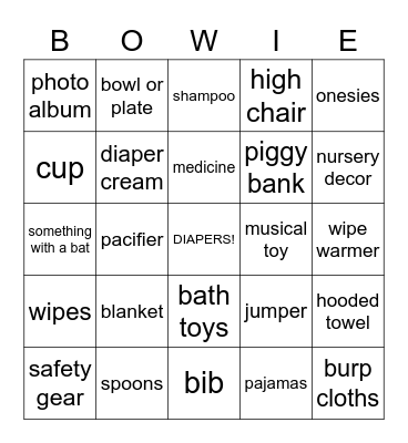 baby bowie bingo ! Bingo Card