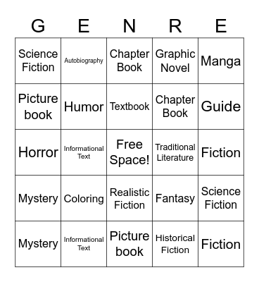 Genre Bingo Card
