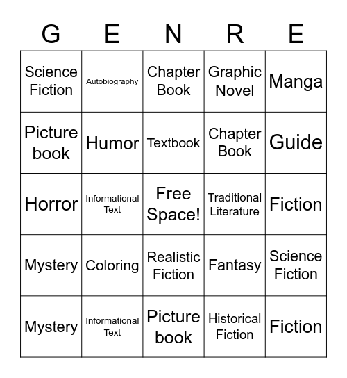 Genre Bingo Card