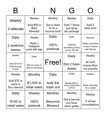 ARO STYLIST BINGO Card