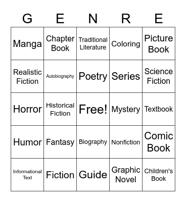 Genre Bingo Card