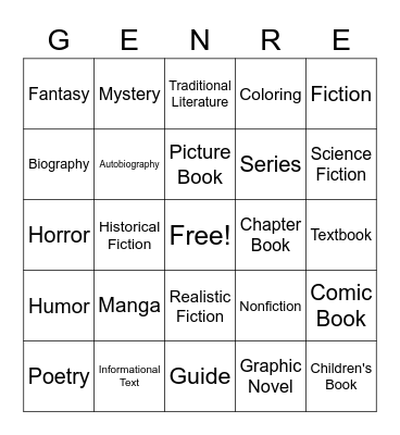 5th Genre Bingo Card