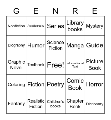 4th Genre Bingo Card