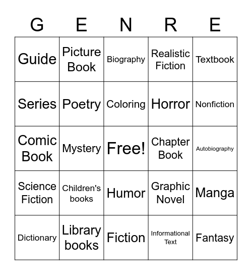 4th Genre Bingo Card