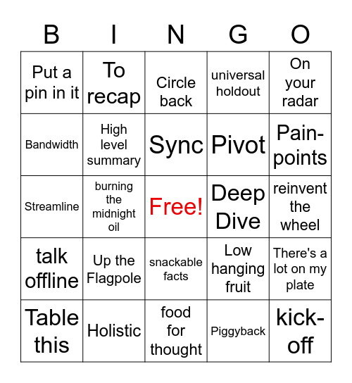 MOPS Bingo Card