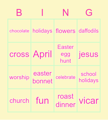 Easter Bingo Card