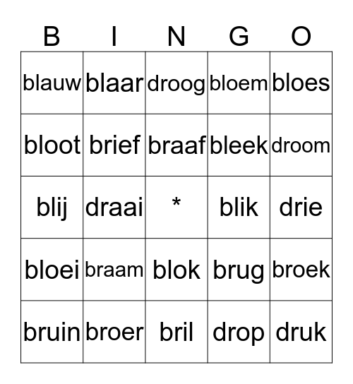 kleefletters br en dr Bingo Card