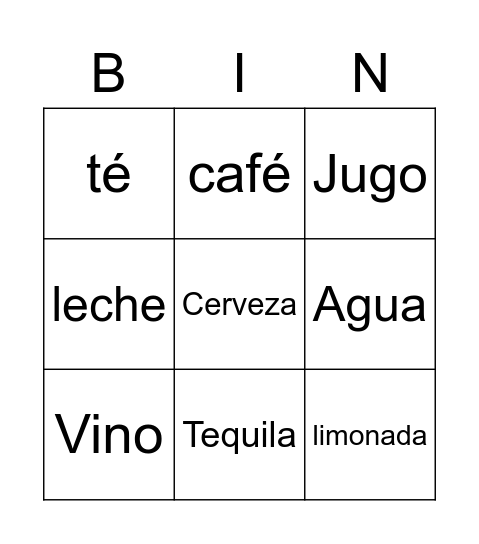 Agua Bingo Card