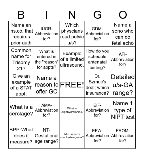 VPS Bingo Card