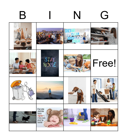 family and chores Bingo Card