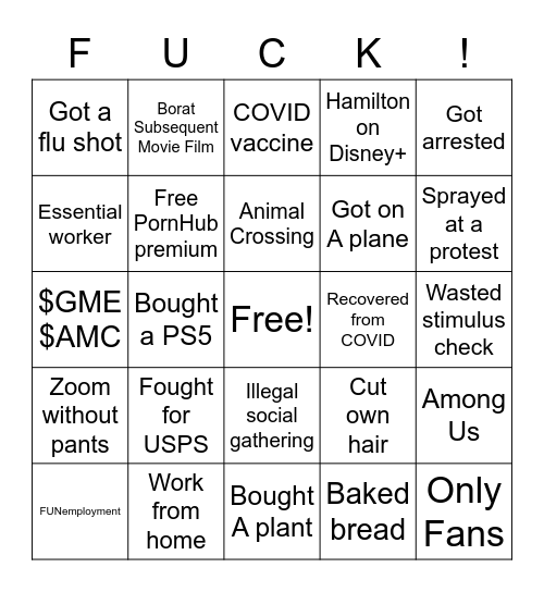 2020 Bingo Card