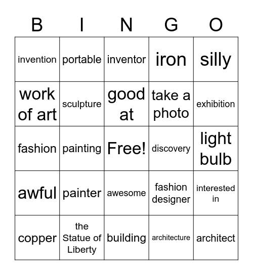 Brainy 7, unit 5 Bingo Card
