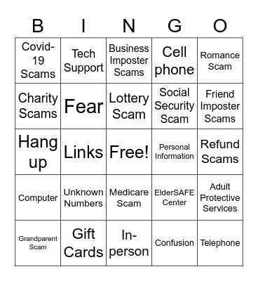 Fraud Bingo Card