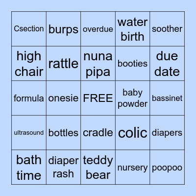 Baby Chu's BABY SHOWER BINGO! Bingo Card