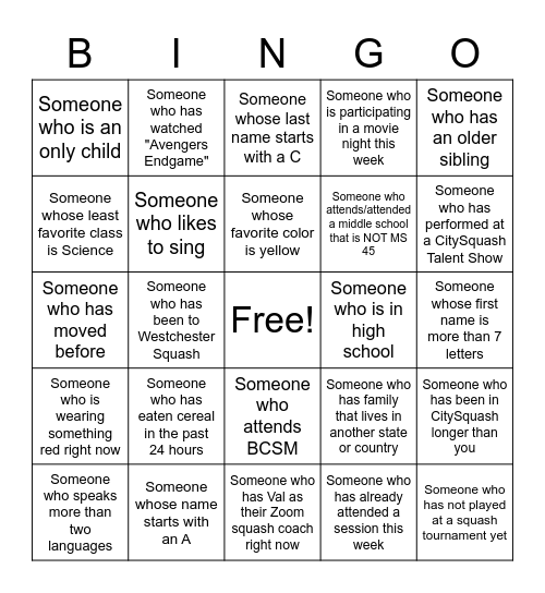 Untitled Bingo Card