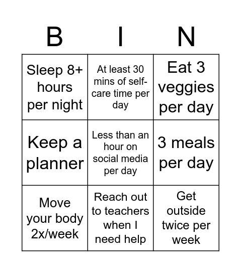 Effective Habit Bingo Card