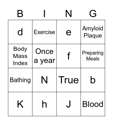 Health Literacy Bingo Card