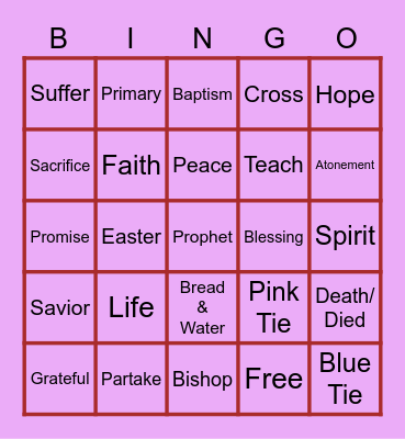General Conference 2021 Bingo Card