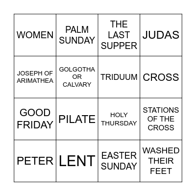 Holy Week Bingo Card