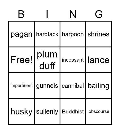 Vocabulary U5 L6 Bingo Card