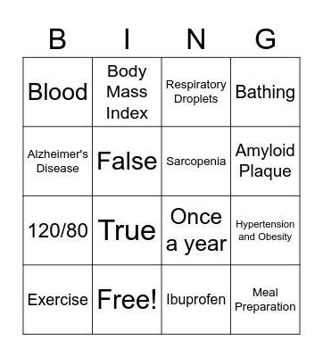 Health Literacy Bingo Card