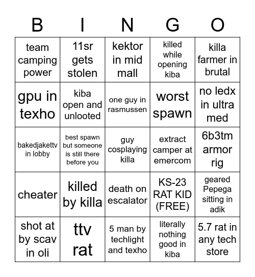 interchange bingo Card