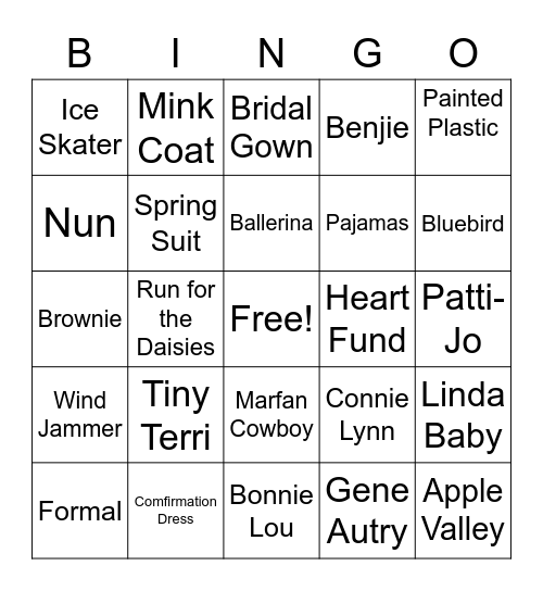 Terri Lee Bingo Card