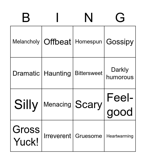 What Tone is this? Bingo Card