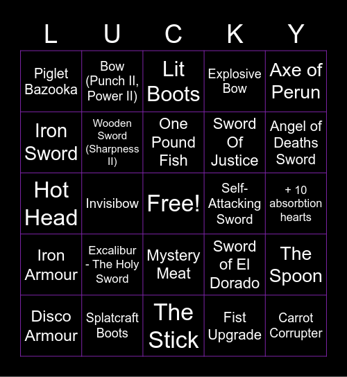 SkyWars Bingo Card