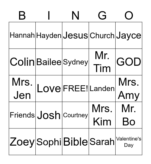 Happy Valentine's Day! Bingo Card