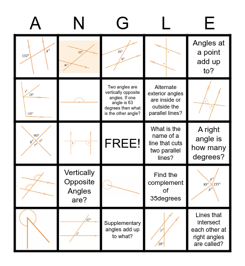 ANGLES BINGO! Bingo Card