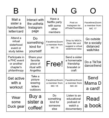 ALPHA XI SISTERHOOD BINGO <3 Bingo Card