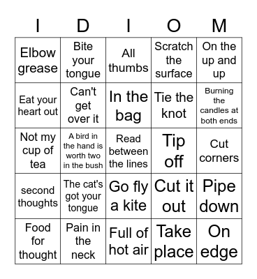 Idioms #2 Bingo Card