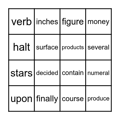 Sight Words BINGO Card