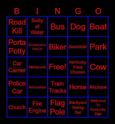 Kentucky 2021 Bingo Card
