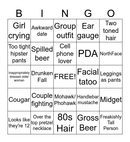 Beerfest Bingo Card