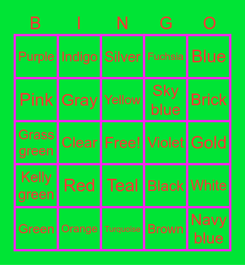 Color bingo Card