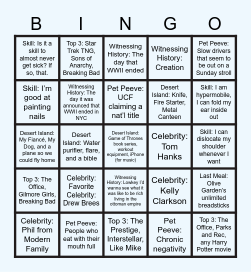 FLDP Bingo Card