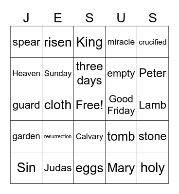 Easter Bingo Card