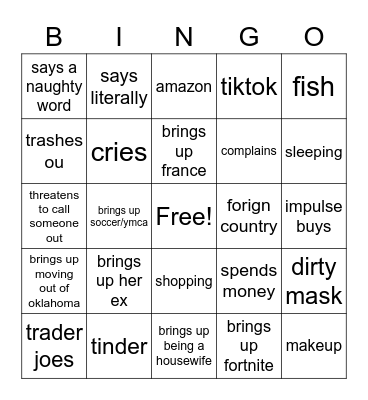 alli bingo Card