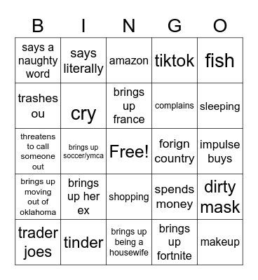 alli bingo Card