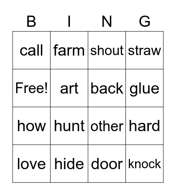Easter Egg Farm Bingo Card